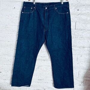 Levis 501 Jeans Mens W44L30 Blue Dark Denim Classic Fit Straight Leg Button Fly